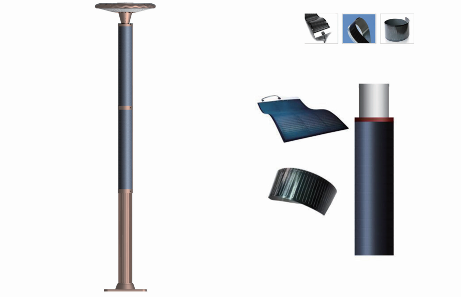 20-40W LED Solar Wrap Pole With Flexible Solar Panel Vertical On Round Pole-NEWLIGHT ENERGY