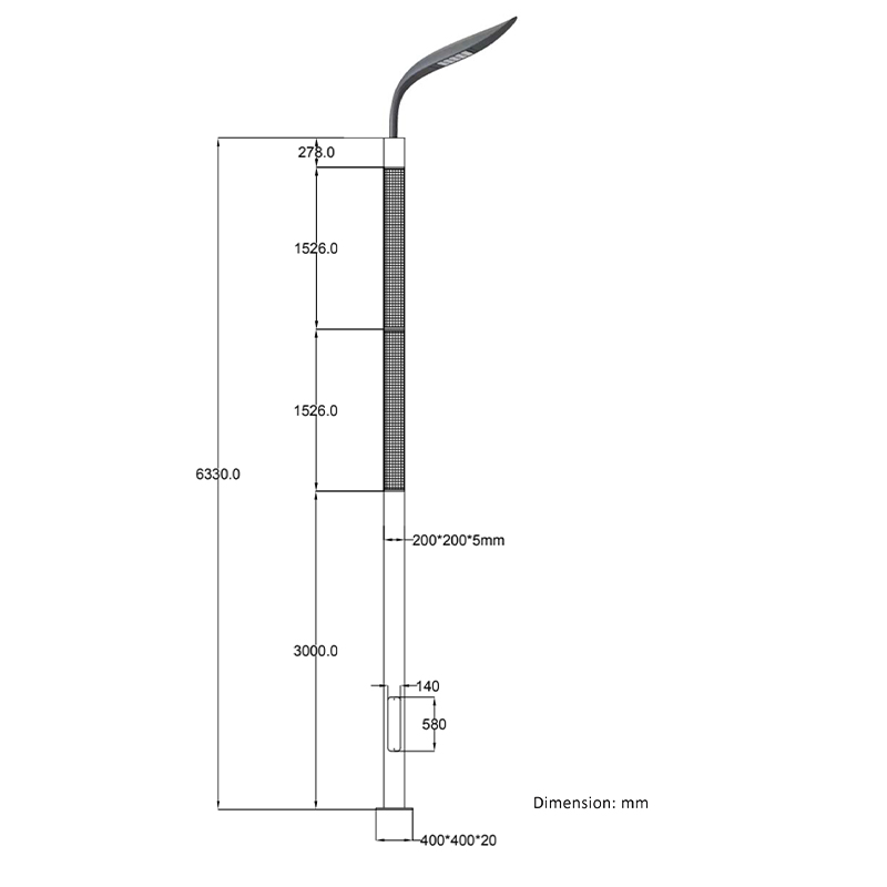 60W LED Solar Street Light With Solar Wrap Frame On Pole 2FSG056-NEWLIGHT ENERGY