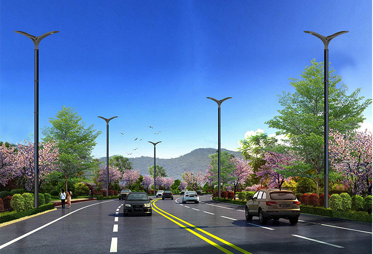 60W-120W LED Vertical Solar Street Pole With Solar Cylindrical 2FSG117-NEWLIGHT ENERGY