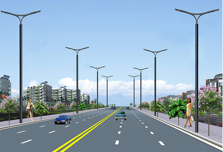 60W-120W LED Vertical Solar Street Pole With Solar Cylindrical 2FSG117-NEWLIGHT ENERGY
