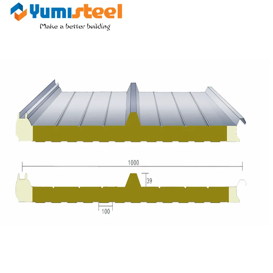 Panneaux sandwichs minéraux de bord d'étanchéité de 75 mm pour toit