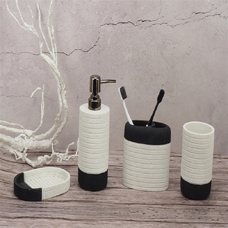Style européen vente chaude accessoires de salle de bains en résine double couleur noir et blanc