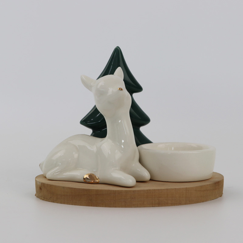Décor en céramique de cerf de Noël