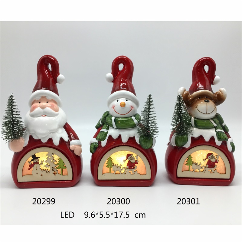 Lanterne de Noël en céramique avec lumière LED