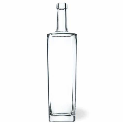 Bouteilles d'alcool en verre de forme carrée de 750 ml