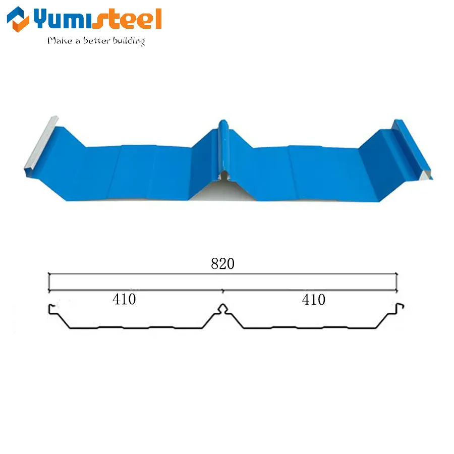 YX56-410-820 Tôle d'acier de couleur métallique de toiture galvanisée
