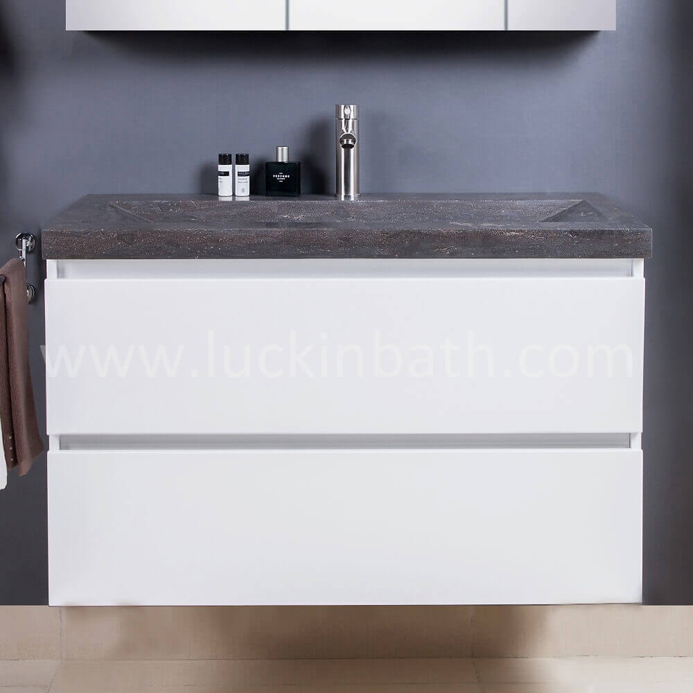 Cabinet principal blanc brillant de Luckinbath 100 avec bassin "Monténégro"