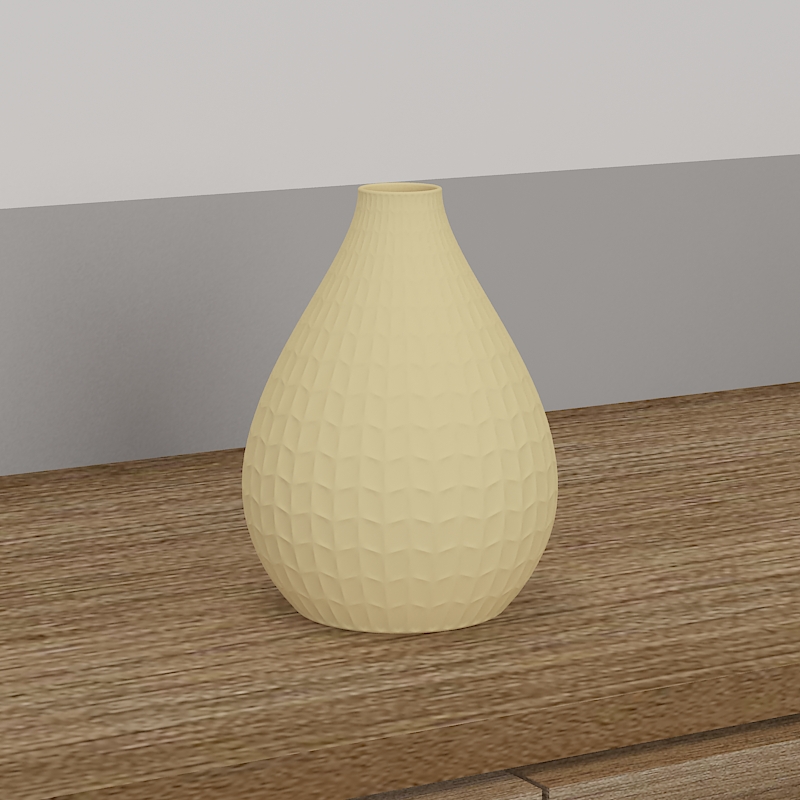 Vase jaune mate en porcelaine avec copyright