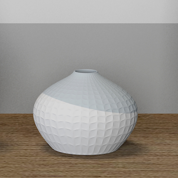 Porcelaine mate gris avec vase blanc avec copyright