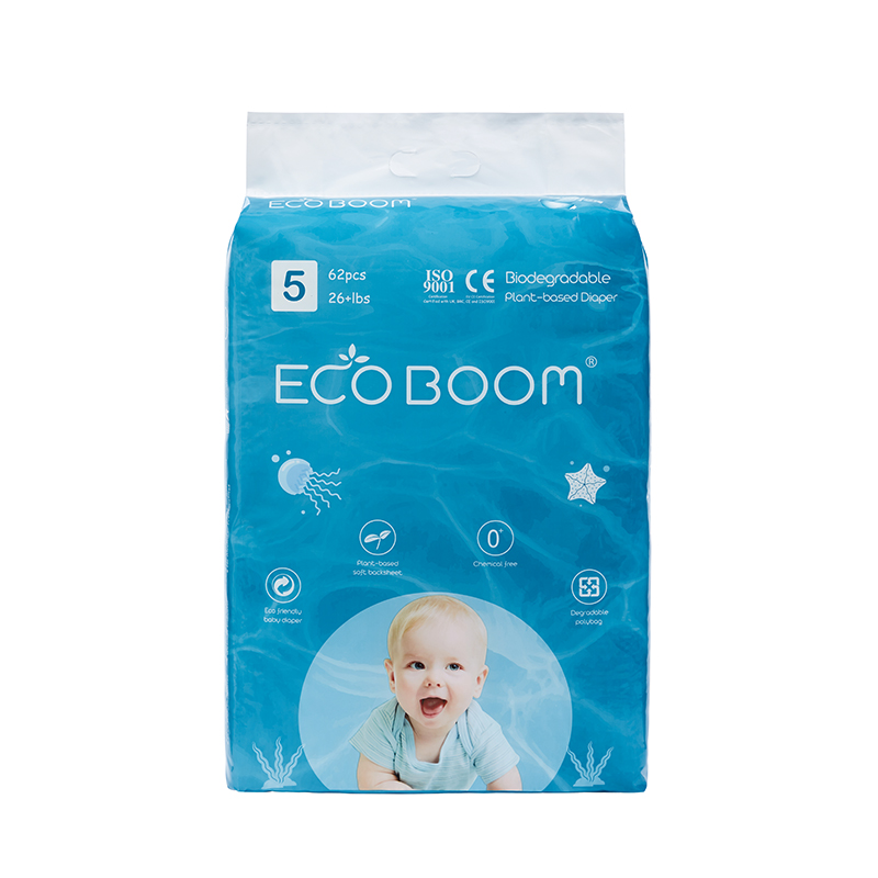 Eco Boom jetable couches à base de plantes à base de plantes grand pack bébé en polybag xl