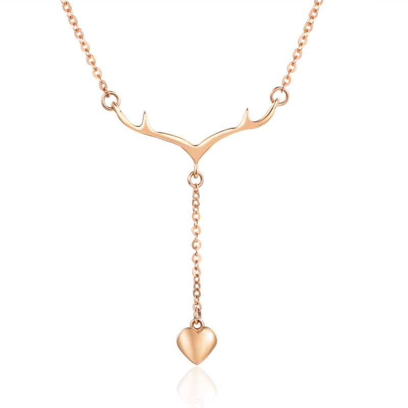Collier de bijoux en or rose elk 18k avec pendentif coeur pour les femmes