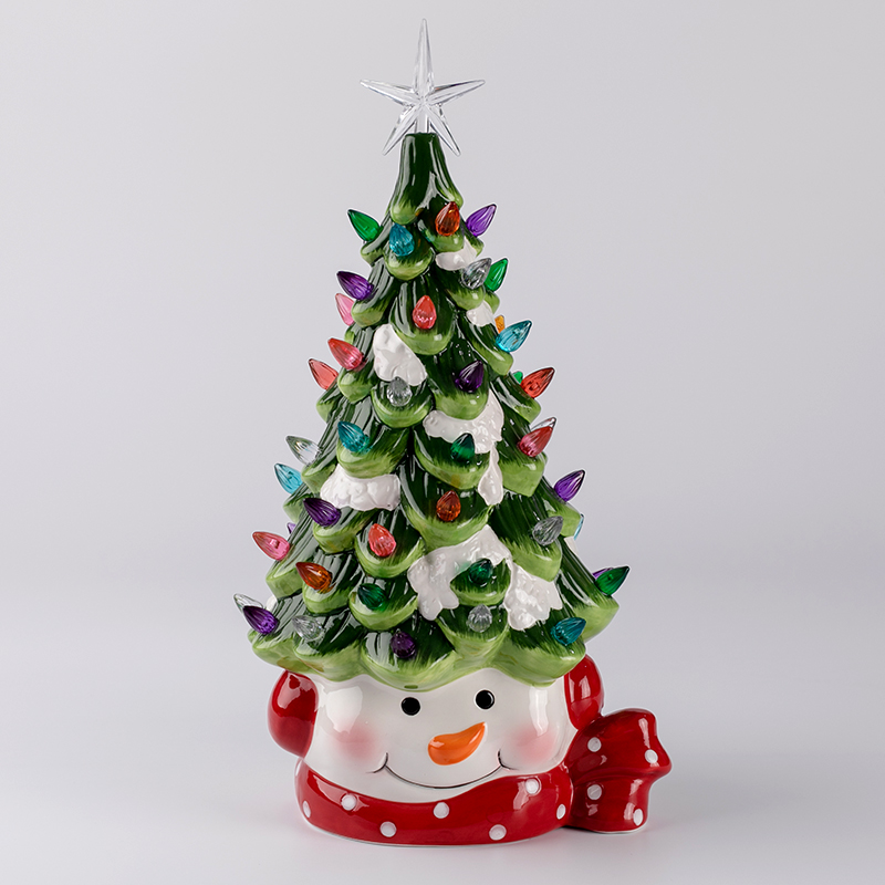 Décorations en céramique éclairées Personnages de Noël Snowman Père Noël et arbres de Noël