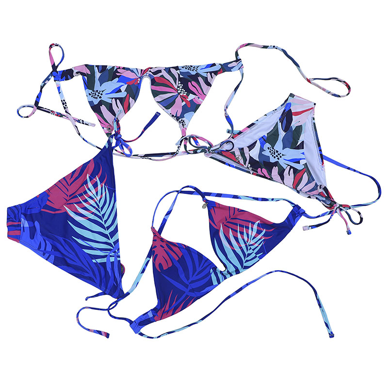 Set de bikini à imprimé tropical pour femmes pour femmes triangle bikini