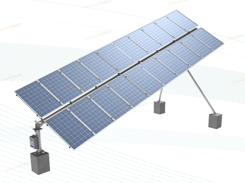 Tracker solaire d'axe unique incliné avec modules inclinés