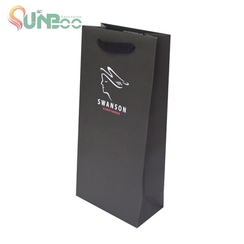 Papier noir avec encre blanche Nice Design pour sac de vin -Sp-bag044