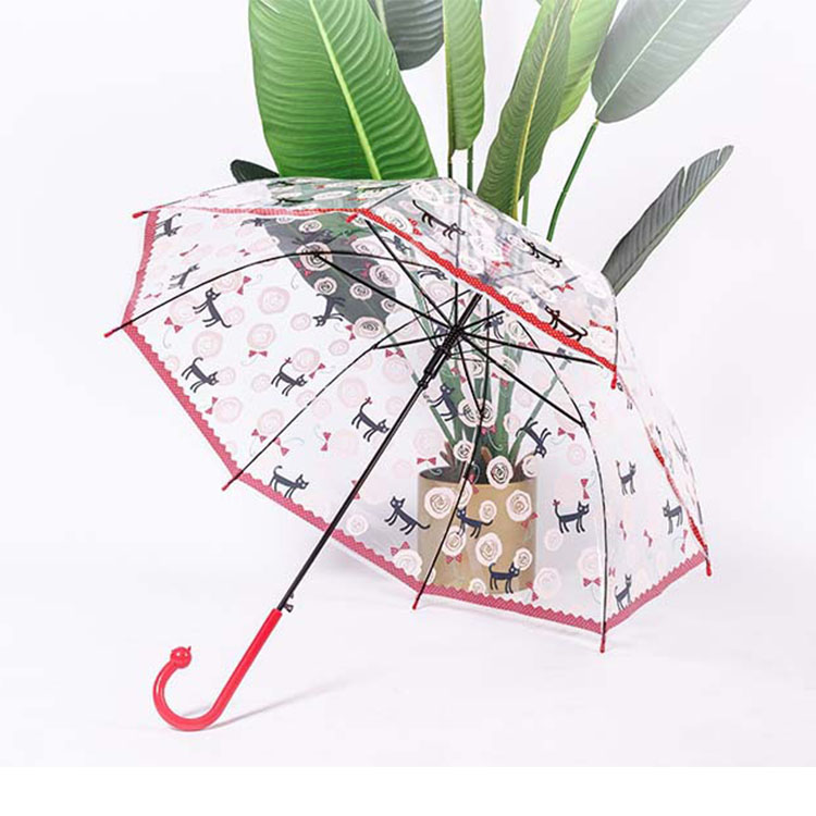 Poignée de chat créatif des enfants parapluie transparente