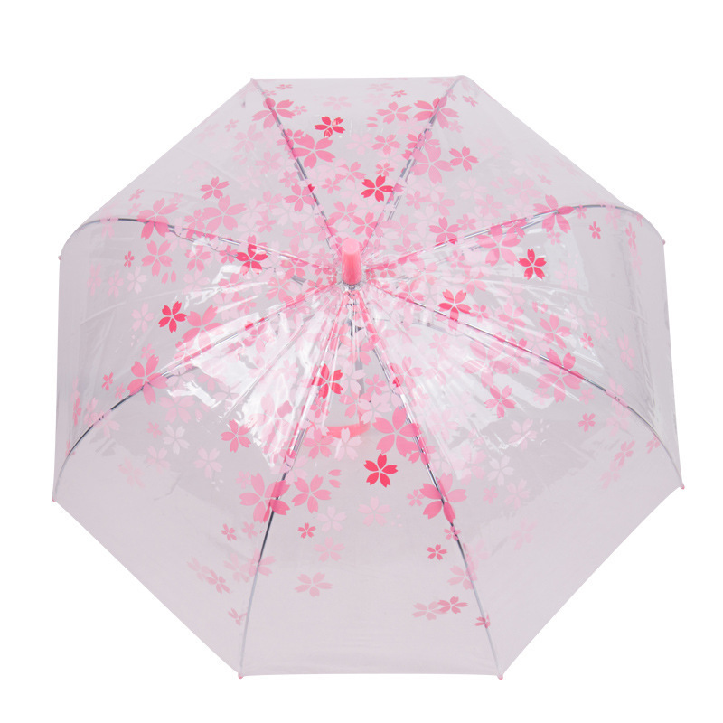 Parapluie transparente florale de poignée droite de longue portée