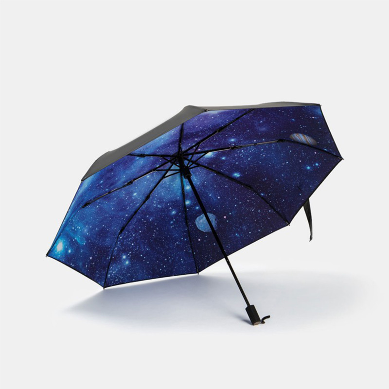 Voyage extérieur pliant parapluie de pluie solaire avec impression de ciel étoilé