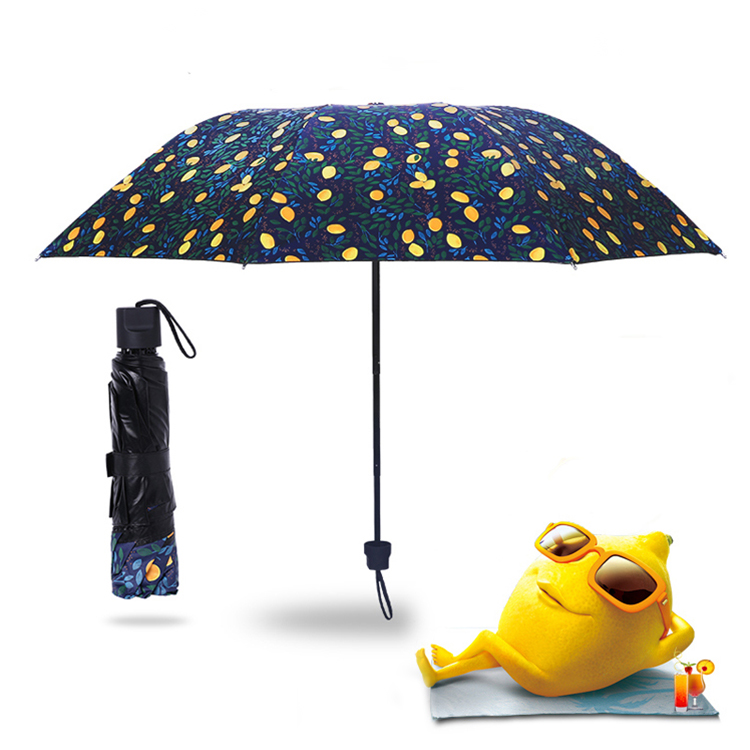 Parapluie pliante manuelle manuelle de citron 3 pli manuel