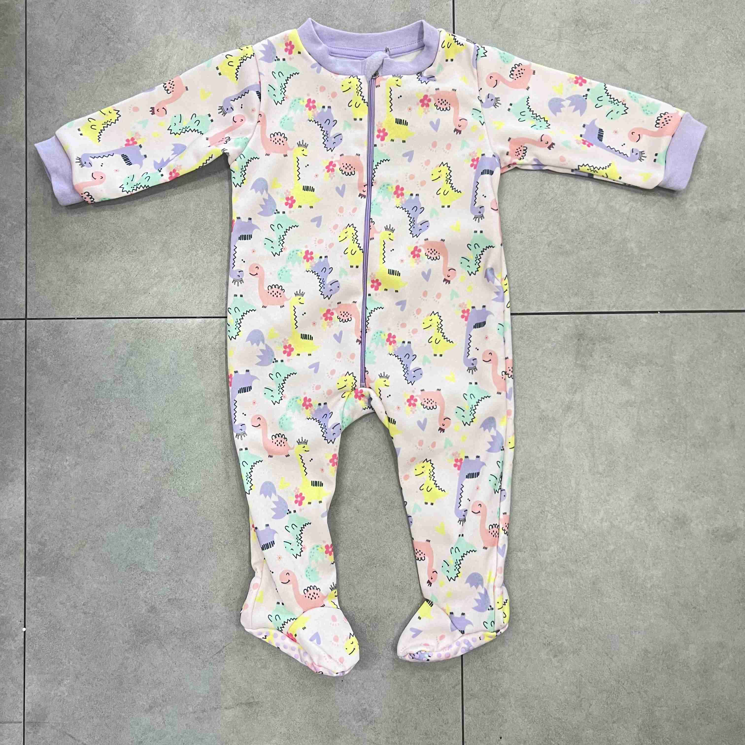 Pyjama polaire bébé fille prêt à l'emploi 1 pièce vêtements de nuit bébé dessin animé AOP avec semelle antidérapante