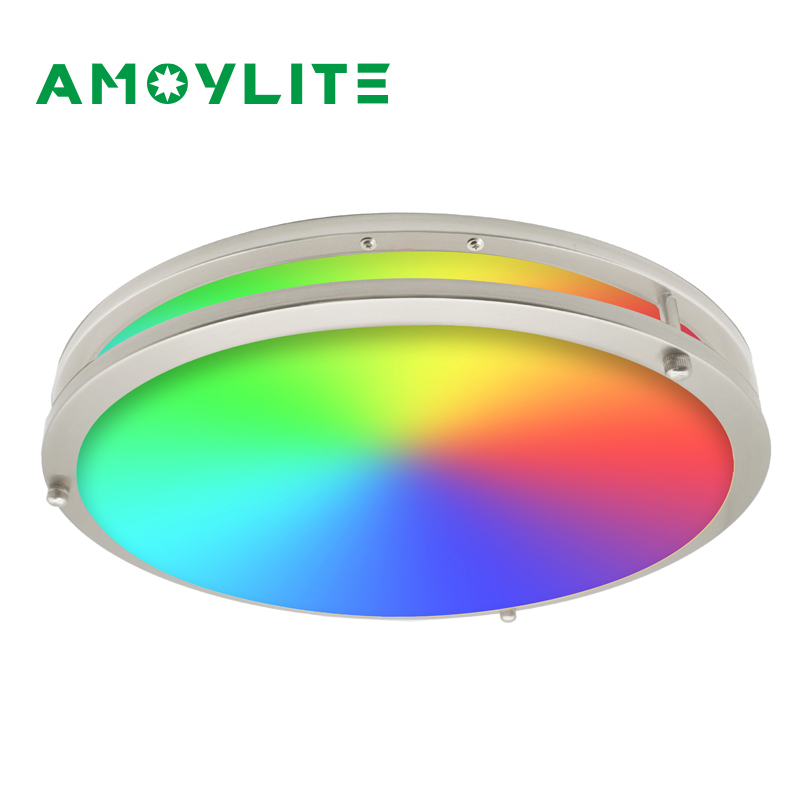 Plafonnier LED ultra-mince intelligent à double anneau WIFI Tuya