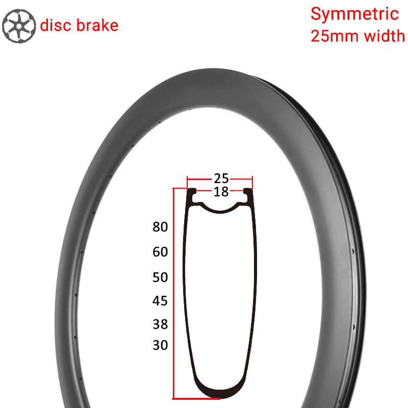 Jante symétrique en carbone avec frein à disque 700C
