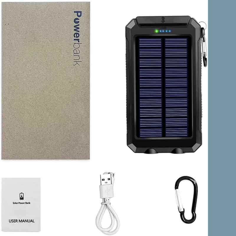 Banque d'alimentation solaire Portable 20000mAh, changeur de batterie étanche avec boussole