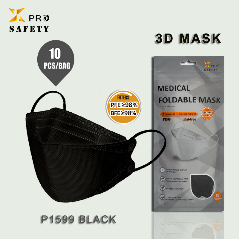 Nouveau produit masque facial 3D noir 10 pièces/sac sécurité 4 couches de protection fabriqué en masque facial EPI