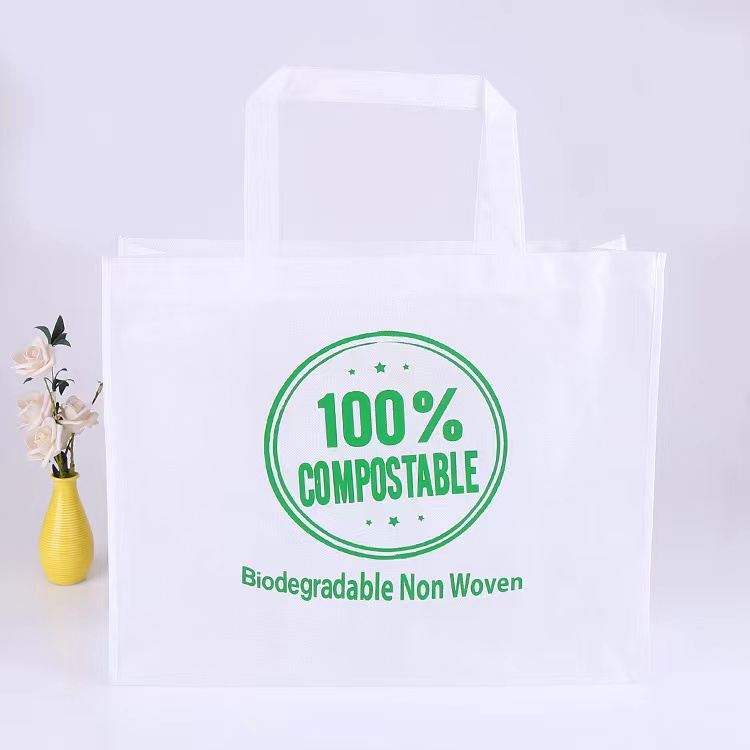 Sac non tissé blanc compostable 100 % bioégradable et respectueux de l'environnement