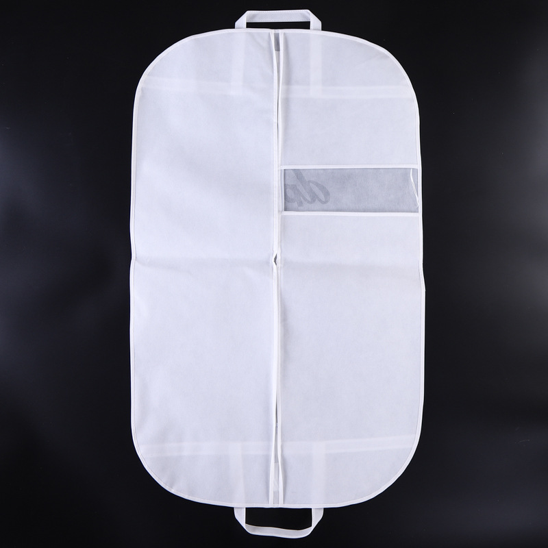 Petit sac à vêtements transparent avec fenêtre compostable blanche, housse de costume transparente pour le rangement suspendu, logo personnalisé avec non-tissé