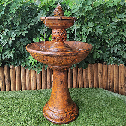 Décoration de jardin de fontaine d'eau de résine de couleur rouillée agréable et bon marché en gros