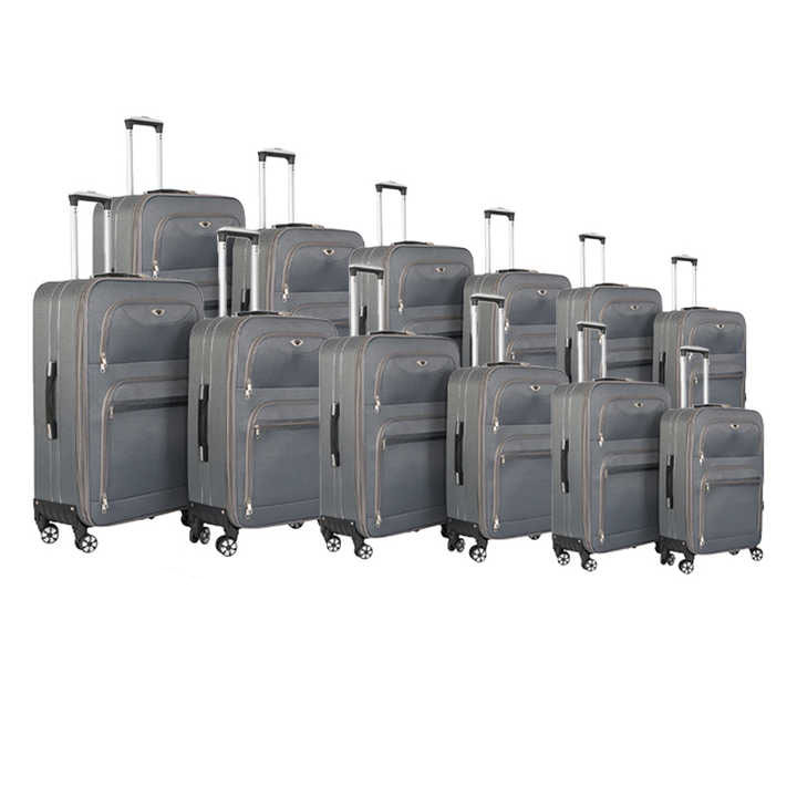 Ensemble de valises en tissu semi-fini 12 pièces en 1, bagages en tissu à 4 roues, ensemble de bagages à roulettes à prix bon marché