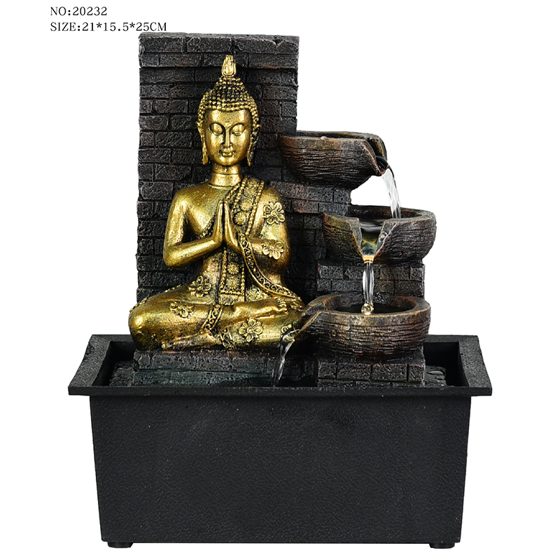 Fontaine d'eau de bouddha religieux de table en résine de différents styles, très belle décoration intérieure à vendre