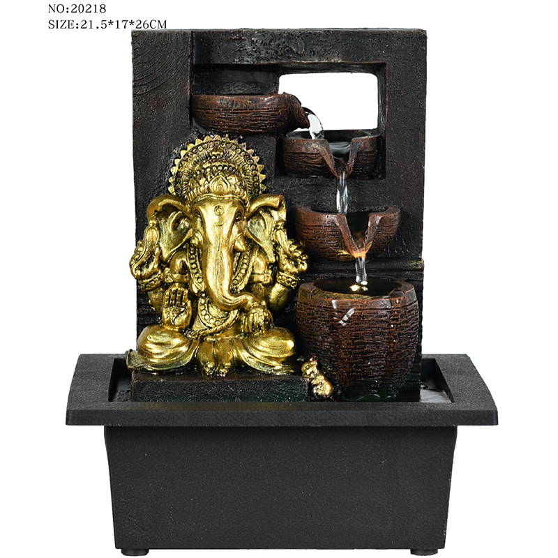 Fontaine d'eau de bouddha religieux de table en résine de pierre naturelle de divers styles en gros pour la décoration intérieure