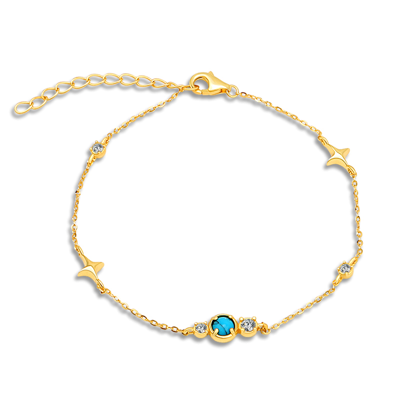 Bracelet chaîne turquoise en argent sterling 925