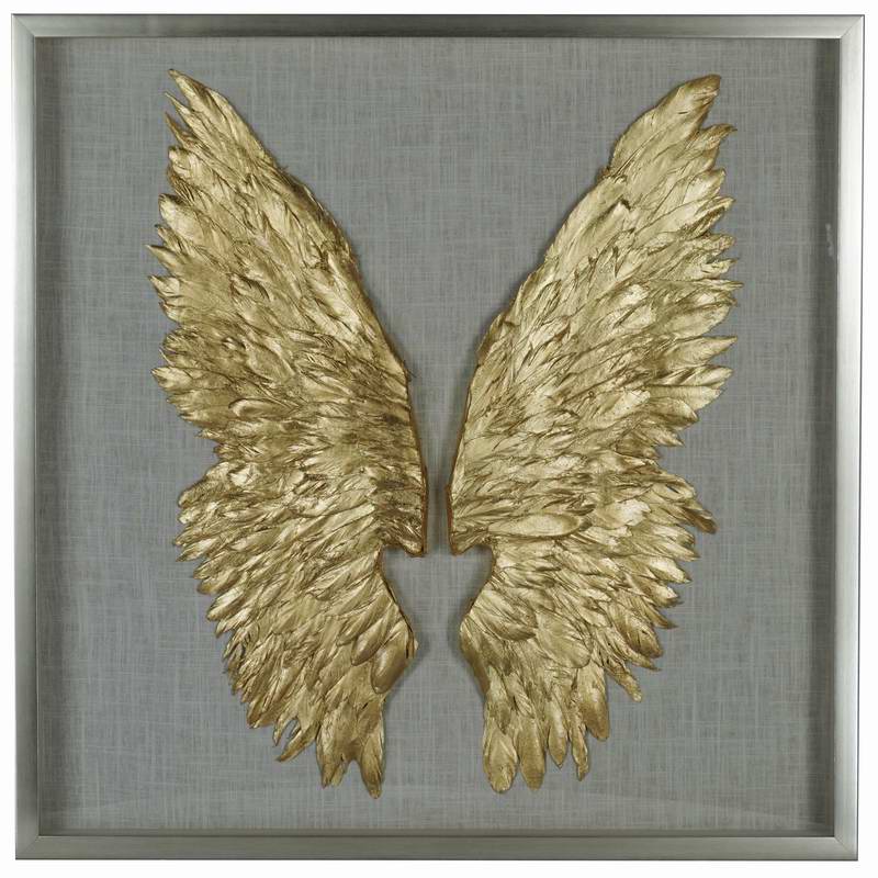 Décoration murale, boîte d'ombre 3D, plumes, ailes d'ange, 36247