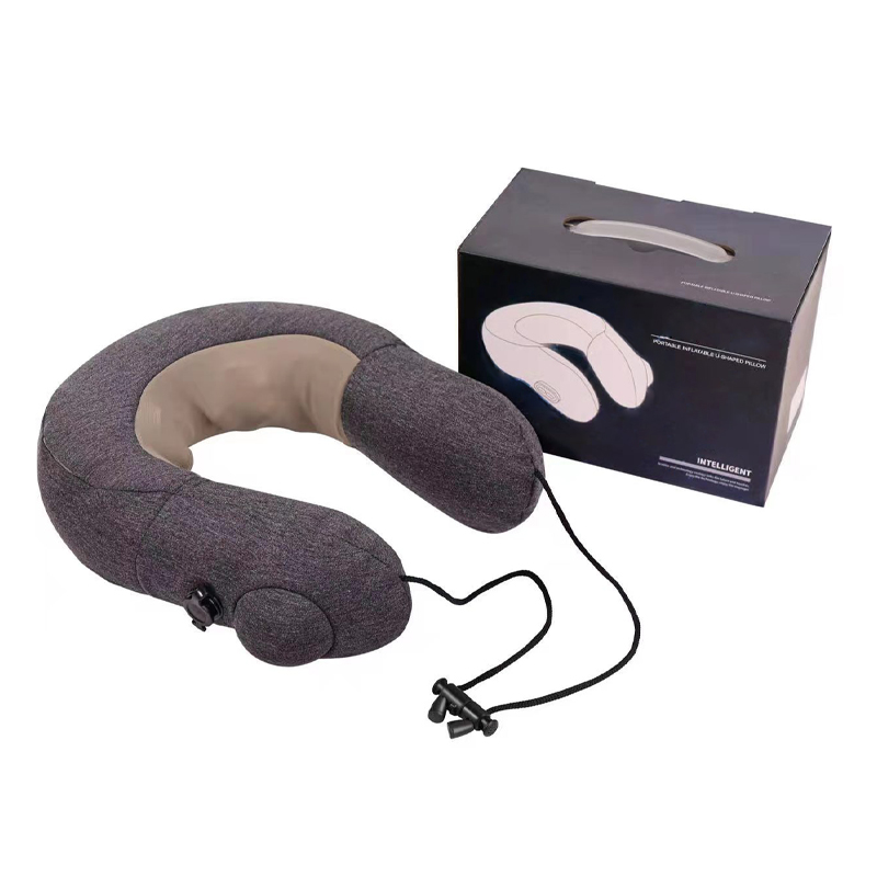 Oreiller de Massage de voyage pliable Shiatsu, gonflable, Portable, sans fil, Intelligent, en forme de U, Support de cou, avec câble USB