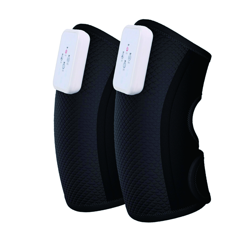 Nouveau Style sans fil en Fiber de carbone chauffage Vibration lavable Support articulaire Double pansement genou masseur sport genou manches