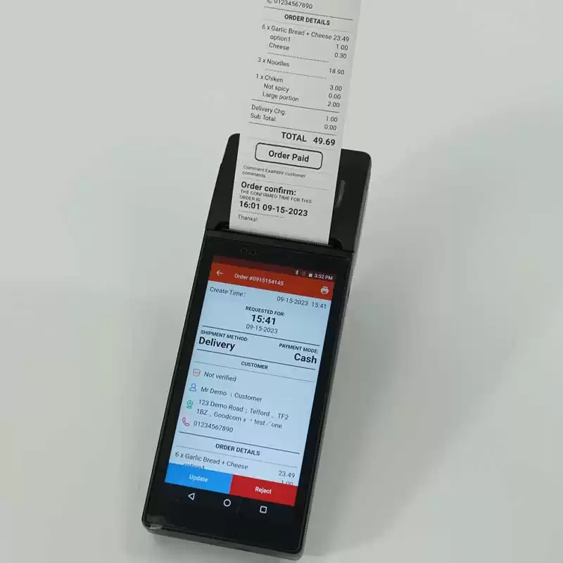 Android POS terminal with printer for restaurants